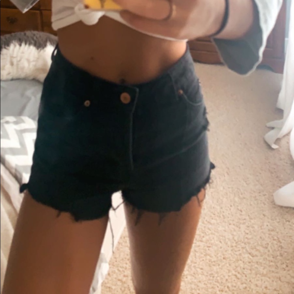 Black high waisted jean shorts